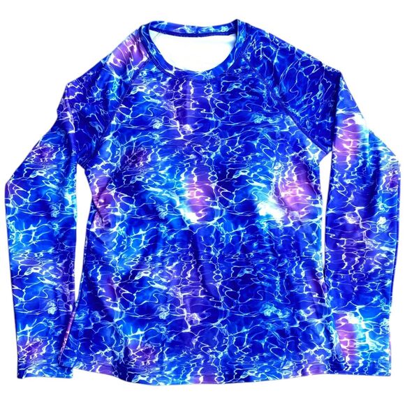 Davena rashguard purple blue swim top size Small S built-in bra nwt - Picture 3 of 8